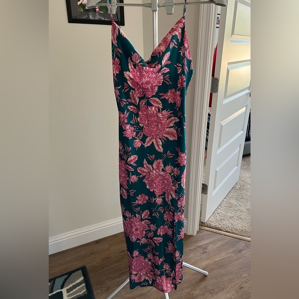 Paper Heart Revolve Boho Floral Green Slip Dress NWT